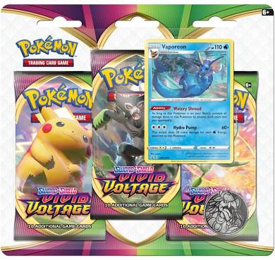 Pokémon TCG: Sword & Shield-Vivid Voltage 3 Booster Packs, Coin & Promo Card